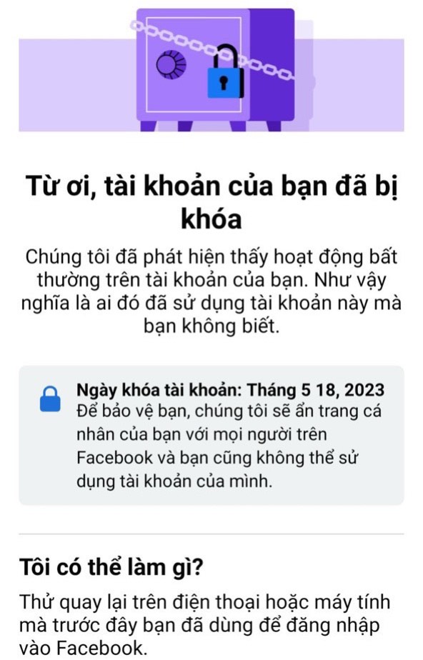 Mở khoá facebook bị khoá két sắt tím 956