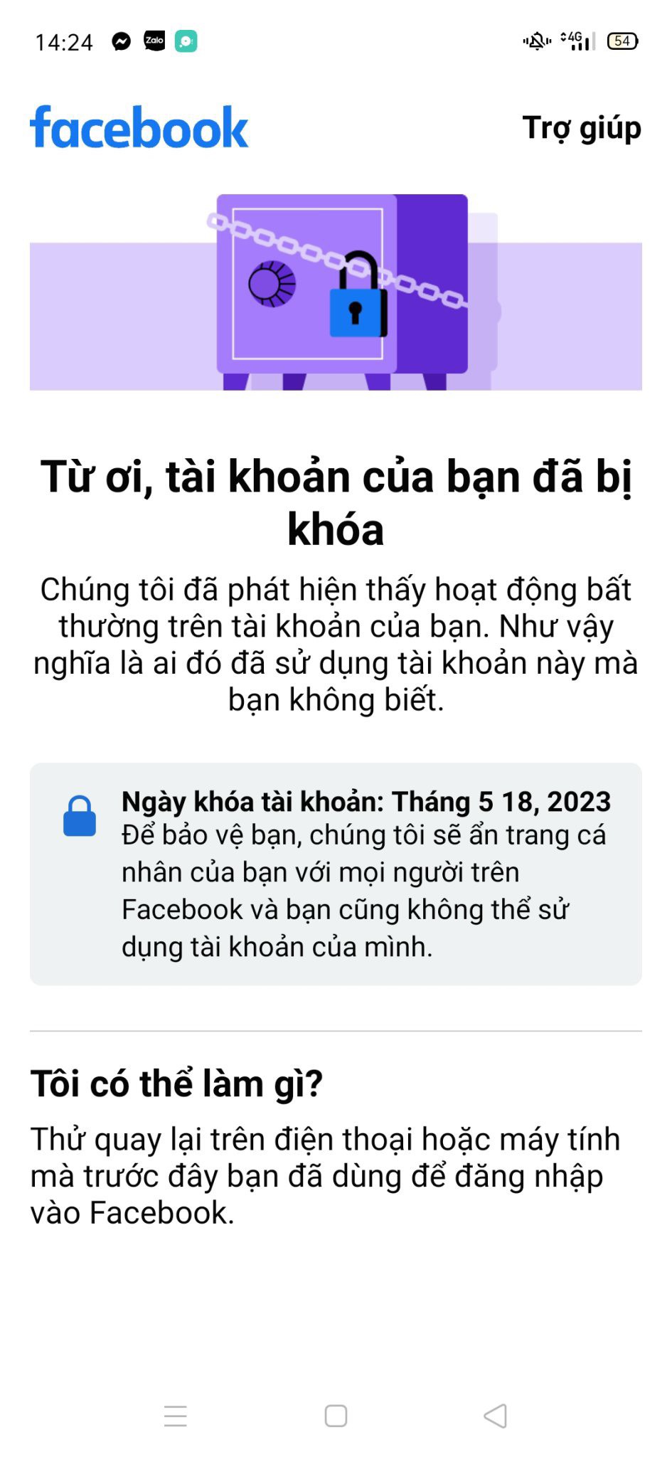 Mở khoá tài khoản facebook bị khoá két sắt tím