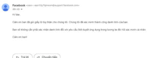 Kết quả phản hồi mở khoá thành công về email