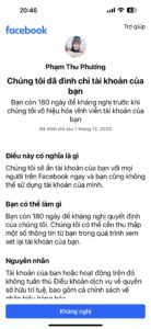 Thông báo vi phạm bản quyền ở phần nguyên nhân khi đăng nhập vào Facebook.