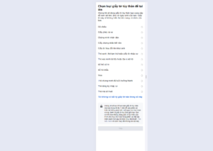 Chọn giấy tờ tuỳ thân để xác nhân danh tính với Facebook.