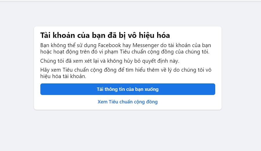 Minh hoạ tài khoản Facebook bị hack hoặc vô hiệu hoá