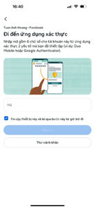 Đăng nhập vào Facebook bị xác thực 2 yếu tố Facebook.