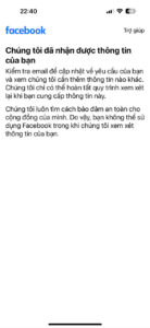 Thông báo khi đăng nhập vào Facebook 