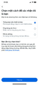 Hình ảnh các phương thức xác thực 2 yếu tố Facebook.
