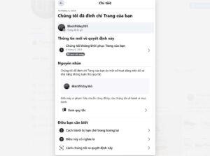 Thông báo Fanpage Facebook bị huỷ đăng do mạo danh.