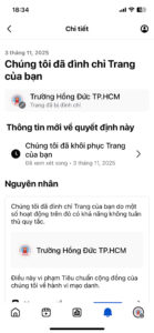 Fanpage xuất hiện trạng thái chờ xem xét hoặc đình chỉ trong hệ thống hỗ trợ.