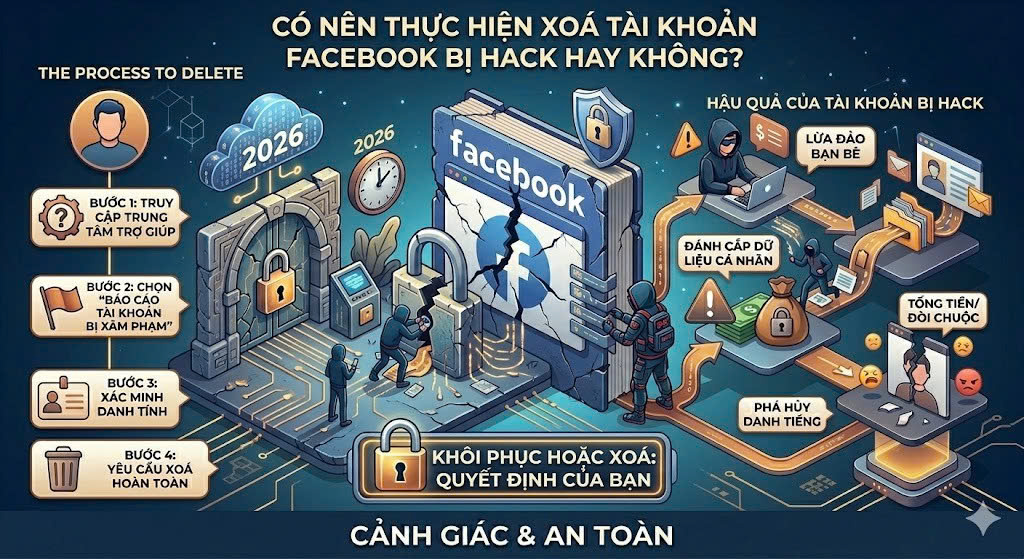 Có nên thực hiện xoá tài khoản Facebook bị hack hay không?