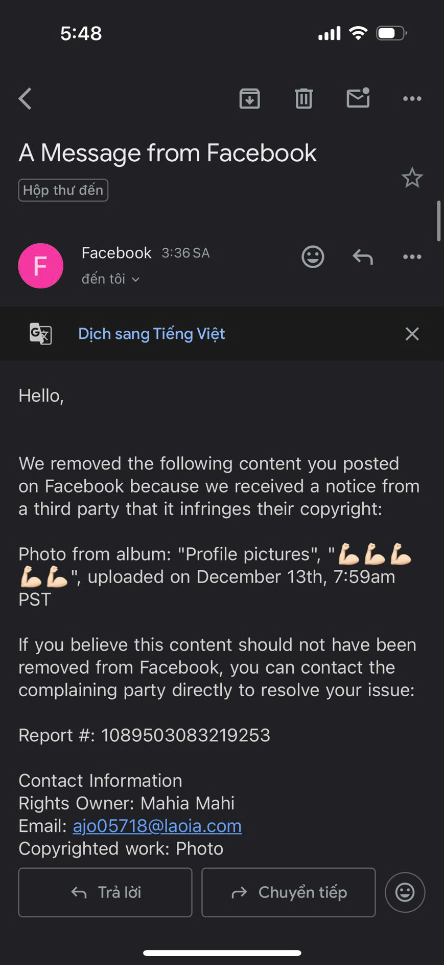 Nguyên nhân khiến Facebook bị khoá 282 180 ngày lồng bản quyền.