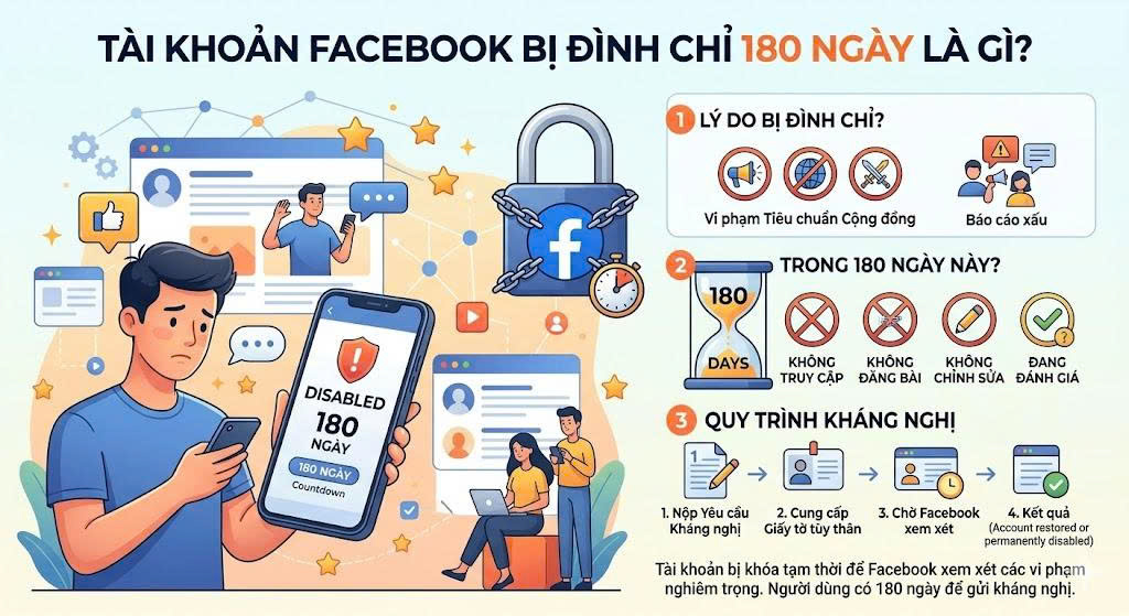 Facebook bị đình chỉ 180 ngày là gì?