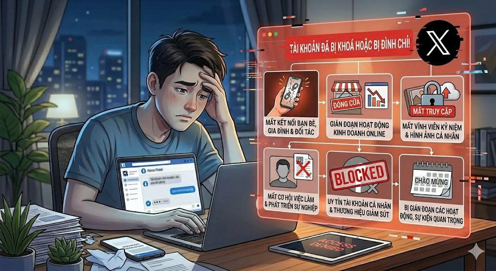 Tác hại khi Facebook bị đình chỉ 180 ngày.