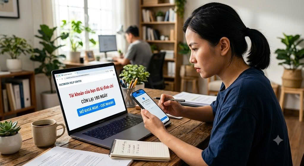 Link mở khoá tài khoản Facebook bị đình chỉ 180 ngày 2026 cực nhanh