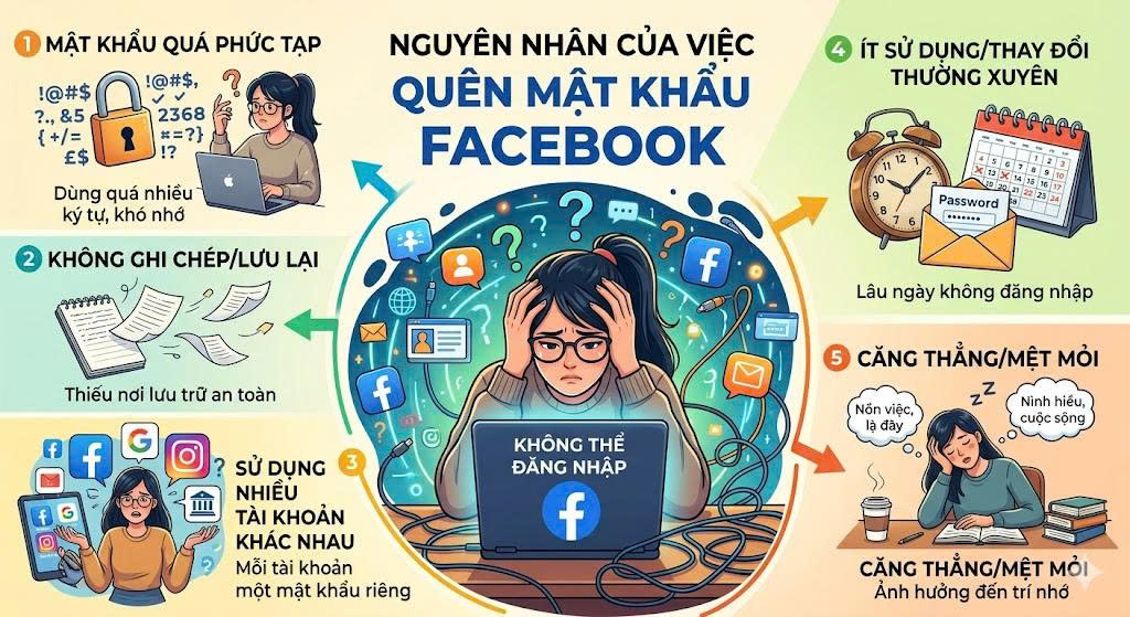 Nguyên nhân của việc quên mật khẩu Facebook.