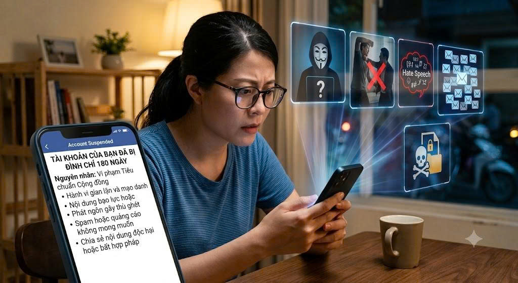 Nguyên nhân khiến Facebook bị đình chỉ 180 ngày.