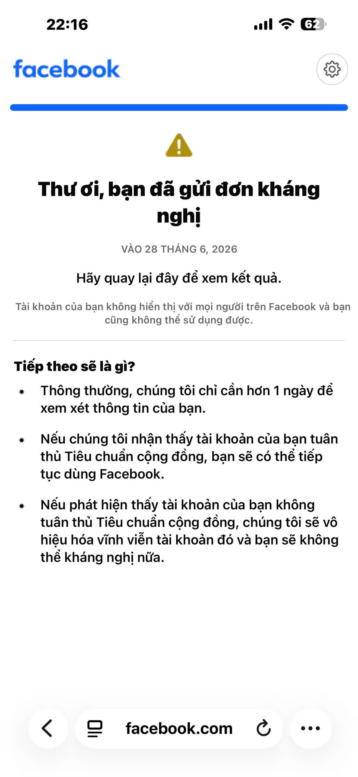 Xuất hiện thông báo trực tiếp khi đăng nhập.