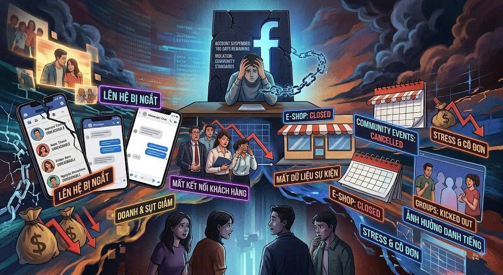 Tác hại khi Facebook bị đình chỉ 282 180 ngày.