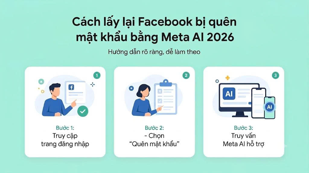 Cách lấy lại Facebook bị quên mật khẩu bằng Meta AI 2026 cực nhanh.
