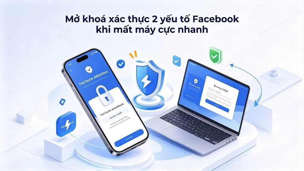 Cách mở khoá xác thực 2 yếu tố Facebook khi mất máy cực nhanh.