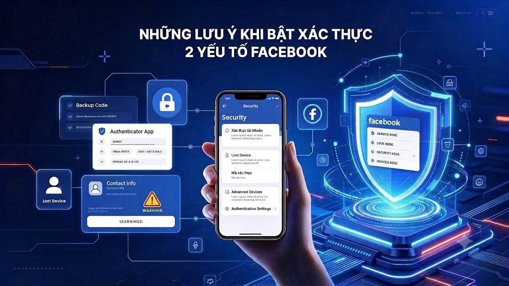 Những lưu ý khi bật xác thực 2 yếu tố Facebook.